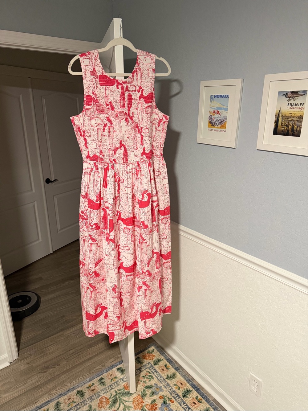 XL Daisy Pink Paisley Print Smocked Waist Midi Dress NWT